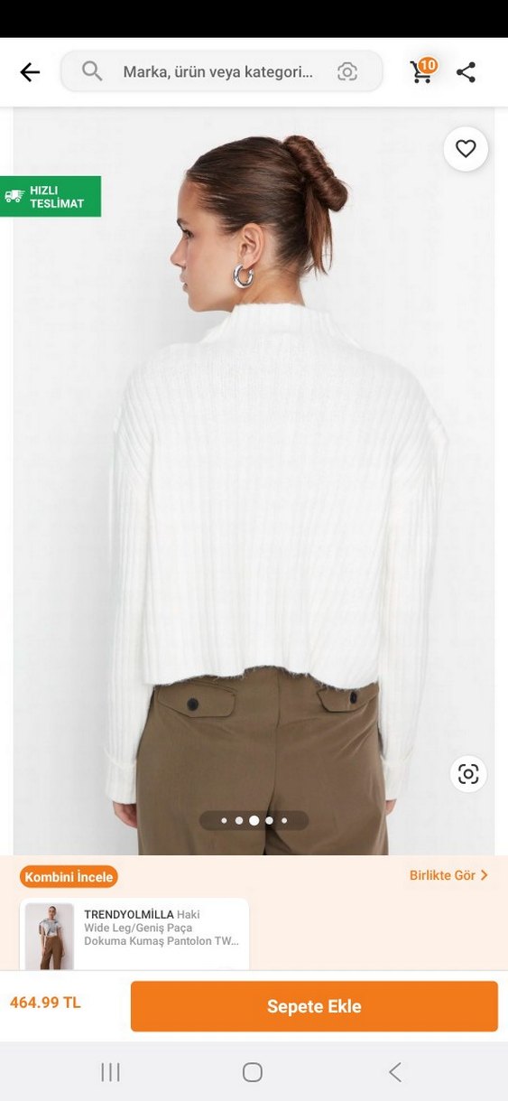 Düğmeli Beyaz Kadın Hırka - Görsel 3