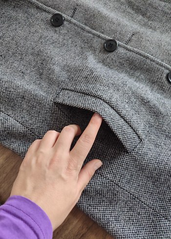 Gri Düğmeli Erkek Midi Kaban - Görsel 4