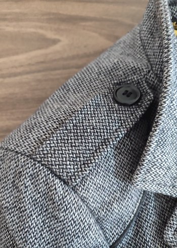 Gri Düğmeli Erkek Midi Kaban - Görsel 7