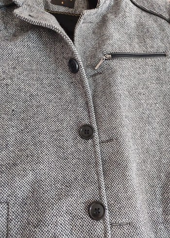 Gri Düğmeli Erkek Midi Kaban - Görsel 2