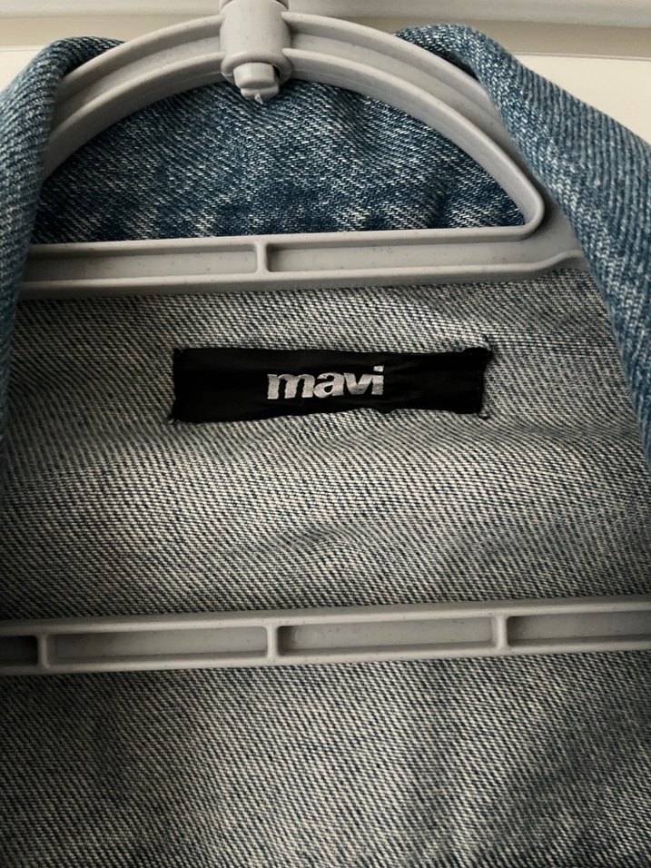 Düğmeli Oversize Mavi Denim Ceket - Görsel 2