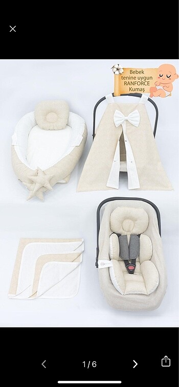 Babynest ortopedik bebek yatak pike puset aksesuar 6lı set