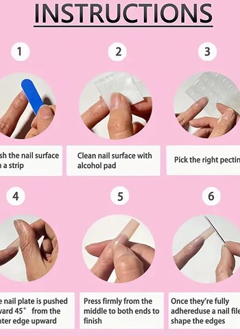 Mavi Kalp ve Fiyonklu Takma Tırnak - Görsel 2