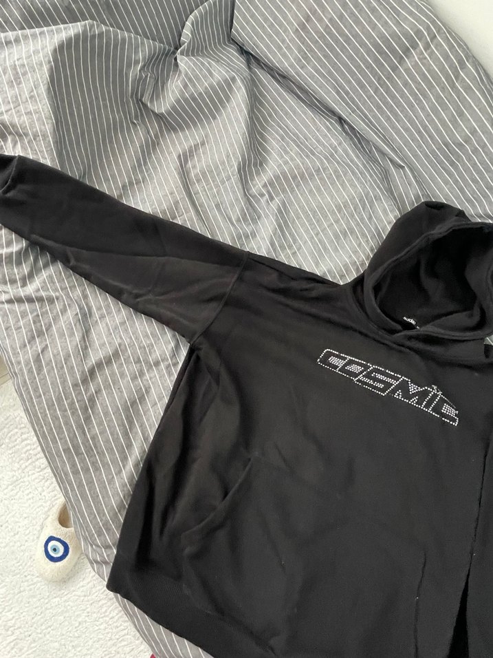 siyahh taşlı sweat - Görsel 3