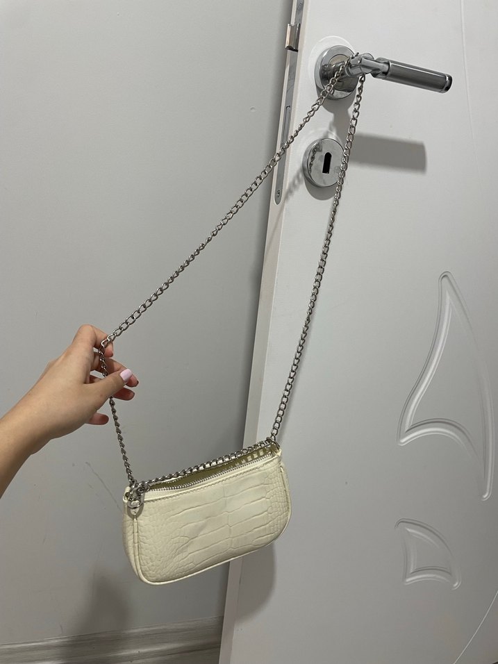 stradivarius krem çanta - Görsel 3