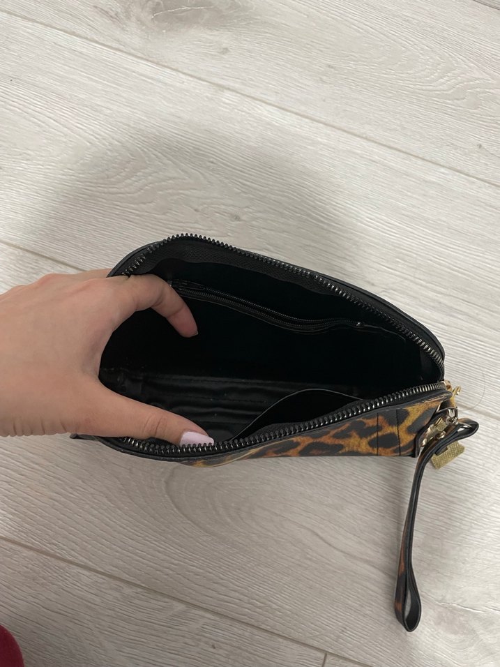 Deri Leopar Desenli Kadın Portföy Çanta - Görsel 2