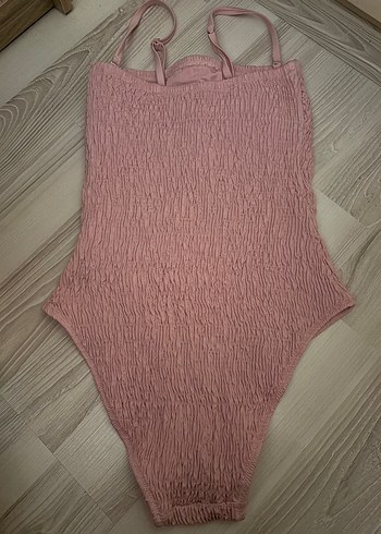 Pembe Örgü Detaylı İnce Askılı Mayo - Görsel 2