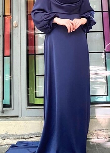 Ayşegül Kalelio Degaje Yaka Lacivert Abiye