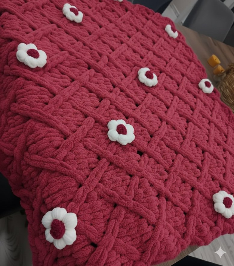 Puffy Çiçekli Bebek battaniyesi - Görsel 2