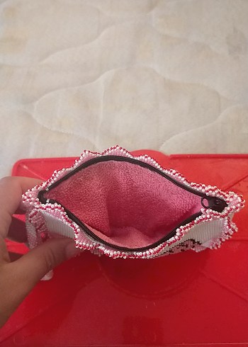 Nakışlı ve Boncuklu Pembe Kadın Cüzdan - Görsel 2