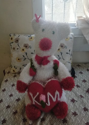 Kalpli Beyaz Peluş Oyuncak Ayı - Görsel 3