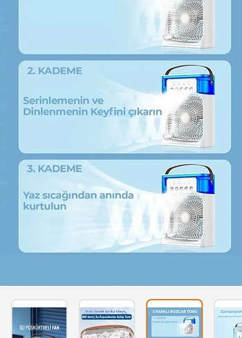 Diger Renkli Işıklı Beyaz Fan - Görsel 4