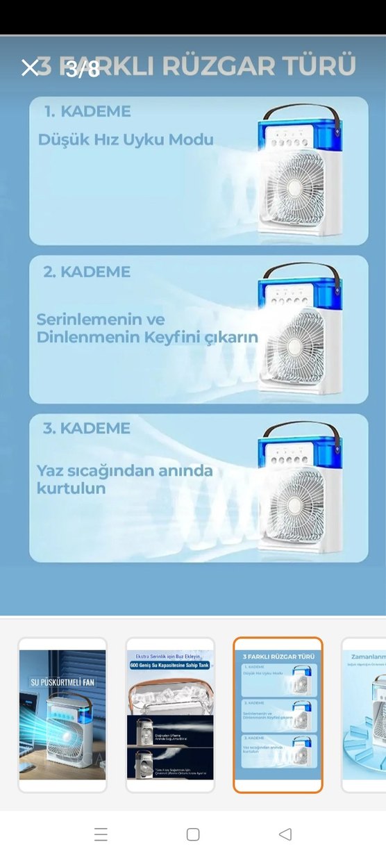 Diger Renkli Işıklı Beyaz Fan - Görsel 4