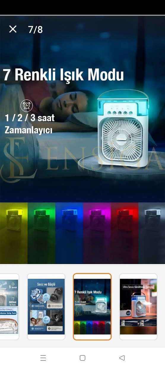 Diger Renkli Işıklı Beyaz Fan - Görsel 2