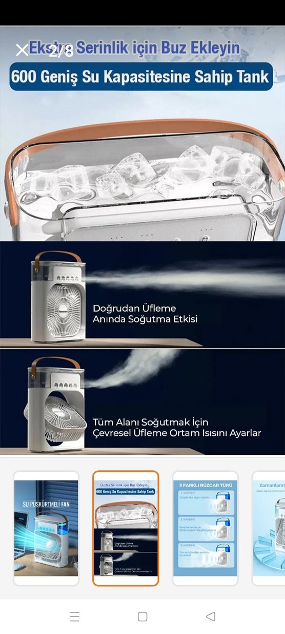 Diger Renkli Işıklı Beyaz Fan - Görsel 5