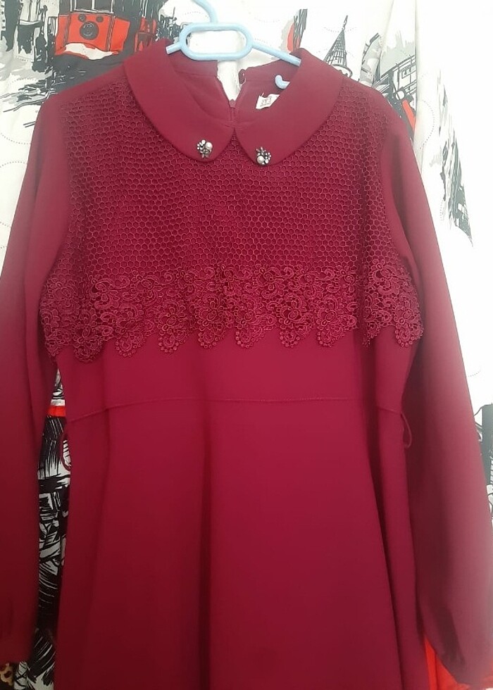 Bordo elbise - Görsel 2