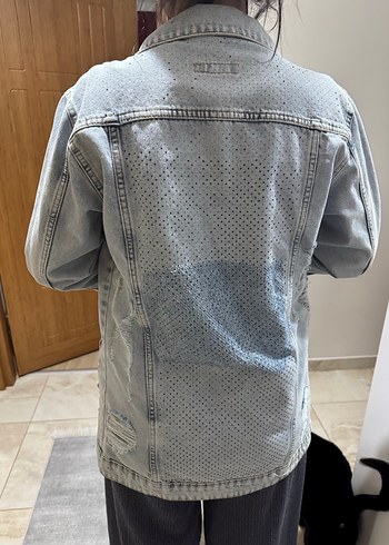 Diğer Gri Kadın Denim Ceket, Rahat Kesim, Sokak Stili