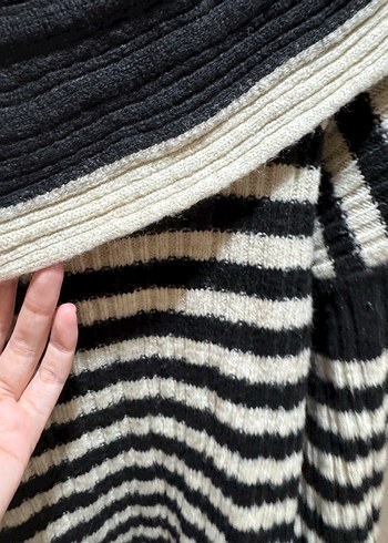 Trendyol & Milla Siyah Beyaz Zebra Desenli Örgü Kadın Kazak