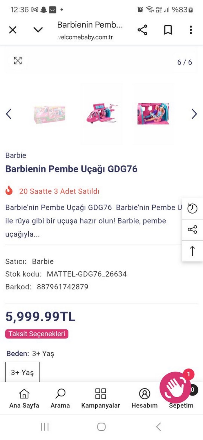 Pembe Barbie Oyuncak Uçak - Görsel 5