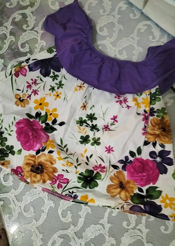 Renkli Çiçek Desenli Bohem Kız Elbisesi