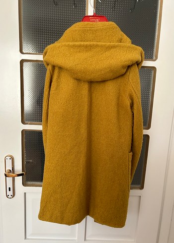 Hardal Sarısı Kaban, Kapüşonlu, Cepli - Görsel 2