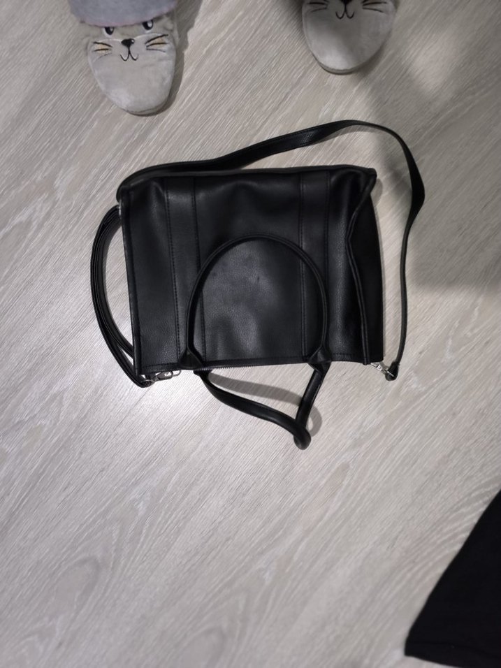 Siyah Deri Fermuarlı Kadın Çanta - Görsel 2