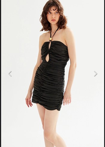 Adl boyundan bağlamalı mini elbise - Görsel 2