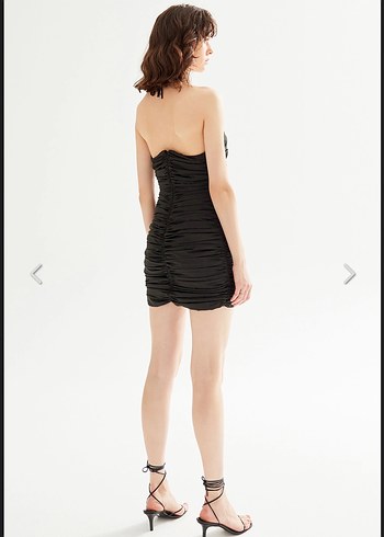 Adl boyundan bağlamalı mini elbise - Görsel 3