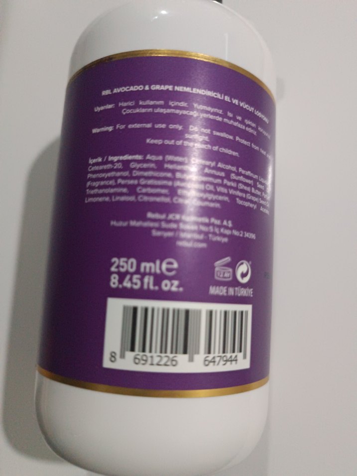 Rebul 250 mlAvokado & Üzümlü Nemlendirici El ve Vücut Losyonu - Görsel 2