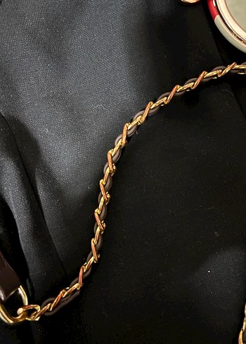 VAKKO Kahverengi Zincir Detaylı Yılan Desenli Deri Çanta - Görsel 2