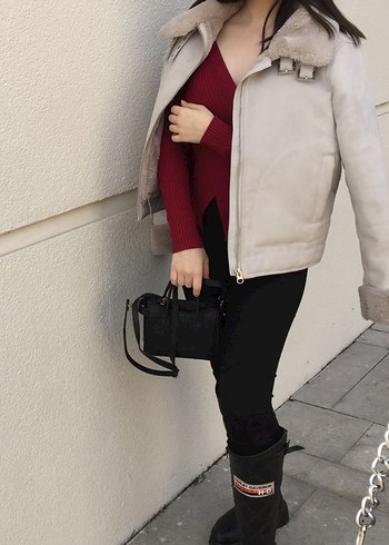 H&M kürklü biker ceket