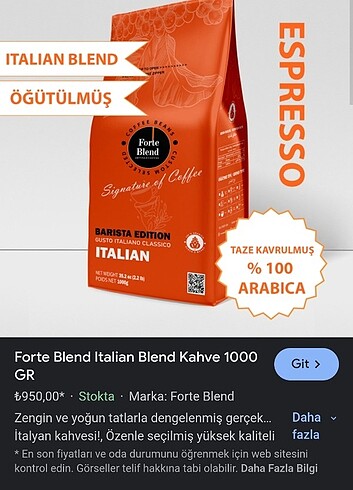 Espresso kahve 1000gr