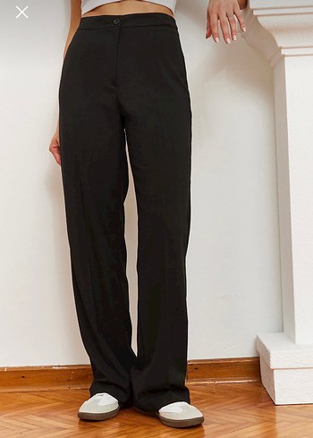 Siyah Kadın Palazzo Kumaş Pantolon - Görsel 3