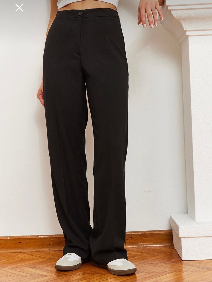 Siyah Kadın Palazzo Kumaş Pantolon - Görsel 3