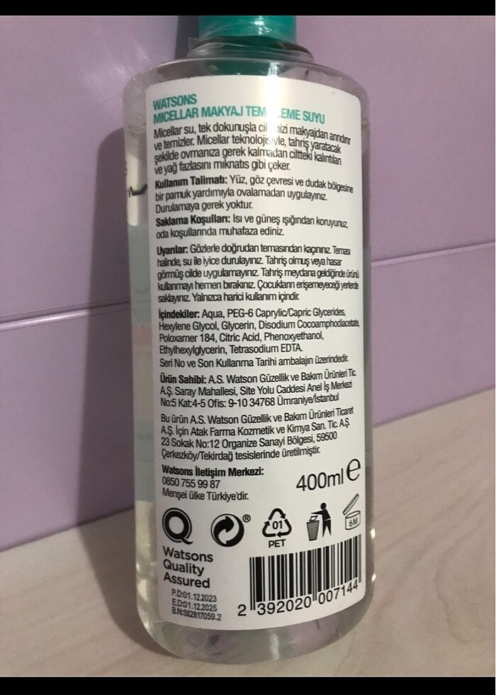 Watsons Micellar Makyaj Temizleme Suyu - Görsel 5