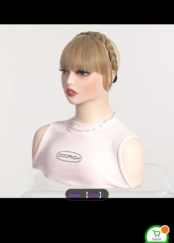 Örgülü altın saç kahkül peruk - Görsel 2