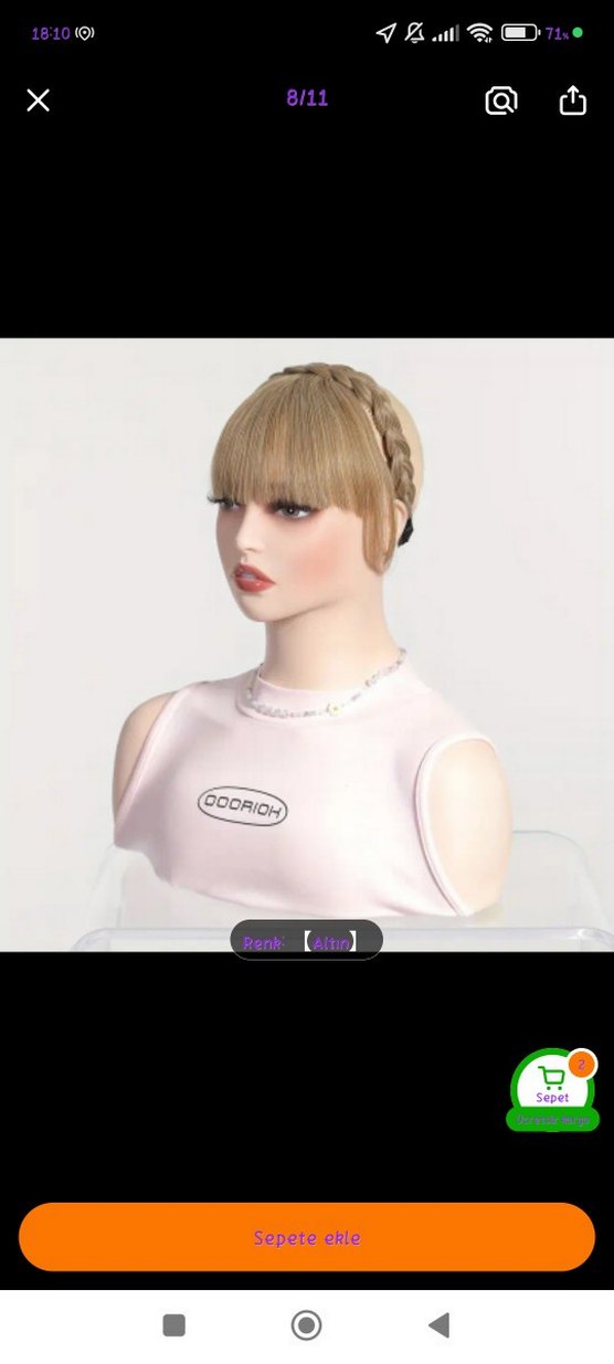 Örgülü altın saç kahkül peruk - Görsel 2