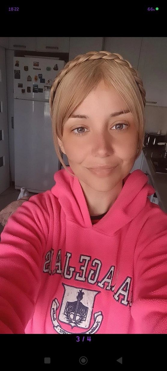 Örgülü altın saç kahkül peruk - Görsel 3