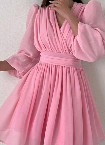 Kruvaze Yaka ŞİFON ELBİSE  - Görsel 6