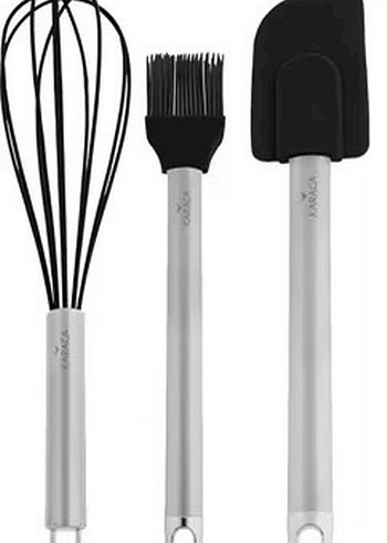 Beden Renk Karaca Silikon spatula, Fırça ve çırpıcı set siyah