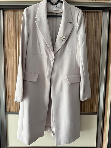 Gri uzun blazer ceket