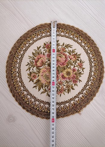 Beden Vintage Nakışlı Yuvarlak Masa Örtüsü