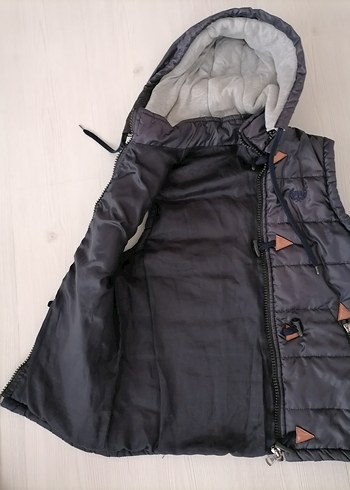 Gri Kapüşonlu Fermuarlı Erkek Yelek - Görsel 3