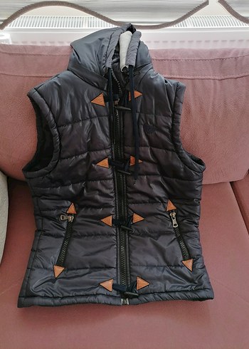 Gri Kapüşonlu Fermuarlı Erkek Yelek - Görsel 11