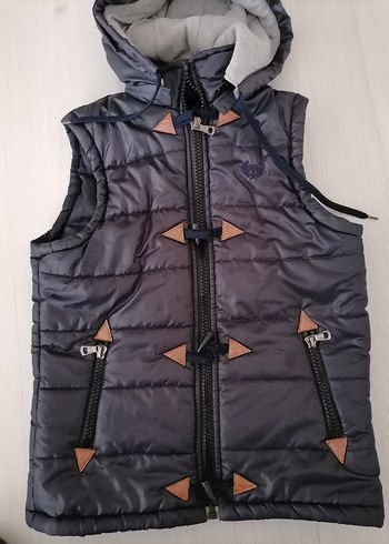 Gri Kapüşonlu Fermuarlı Erkek Yelek - Görsel 5