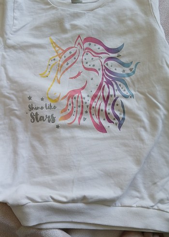 11-12 Yaş Beden unicorn resimli beyaz swit
