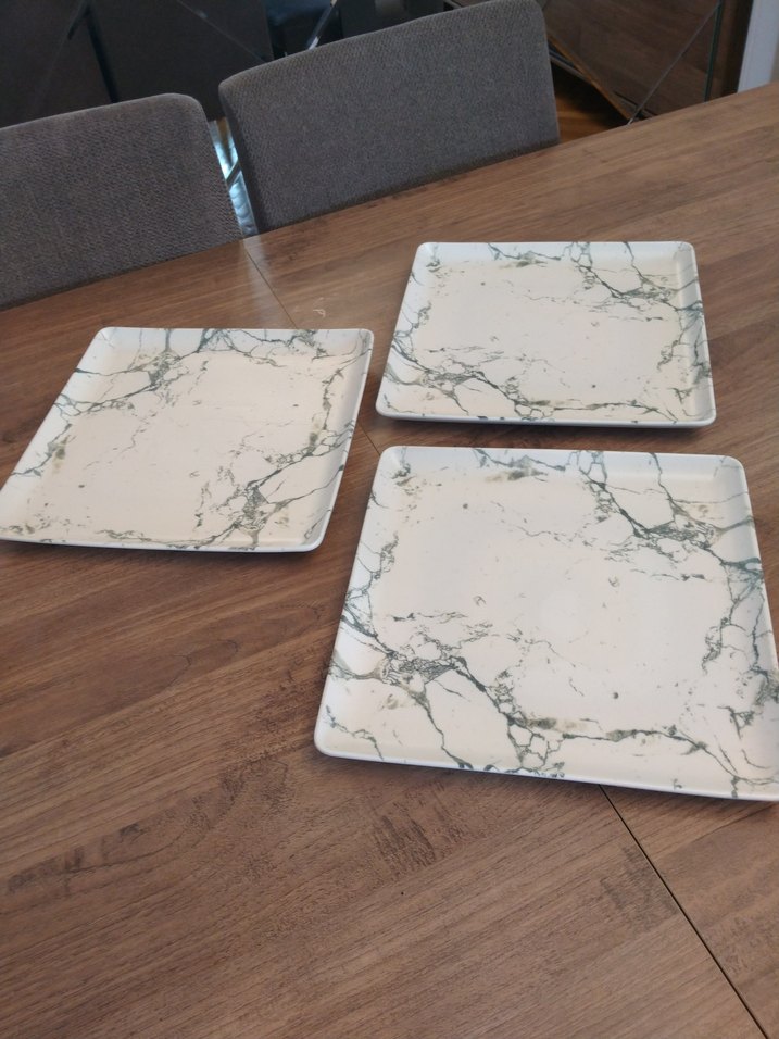 Gri Mermer Desenli Beyaz Tabak Seti - Görsel 2