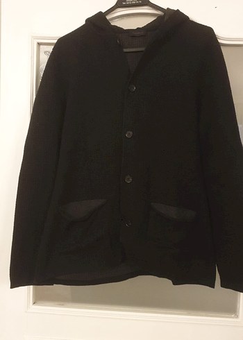 Düğmeli Siyah Midi Erkek Hırka - Görsel 2