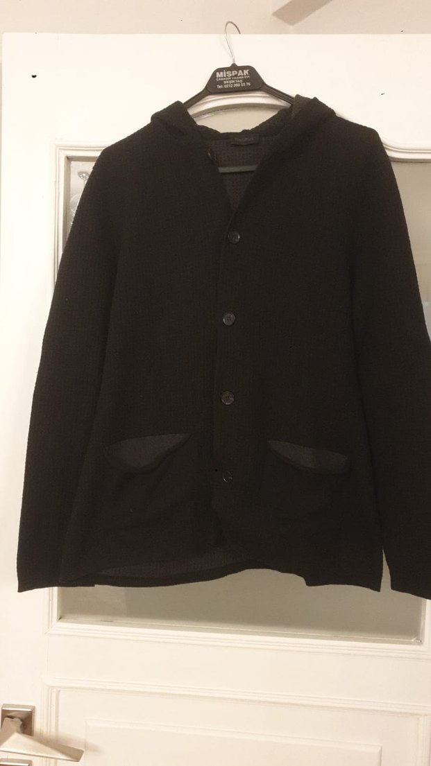 Düğmeli Siyah Midi Erkek Hırka - Görsel 2