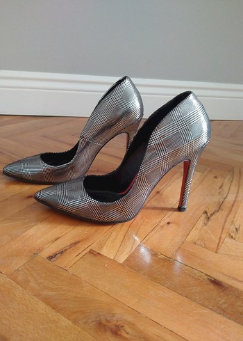 Gri Desenli Topuklu Kadın Stiletto - Görsel 2